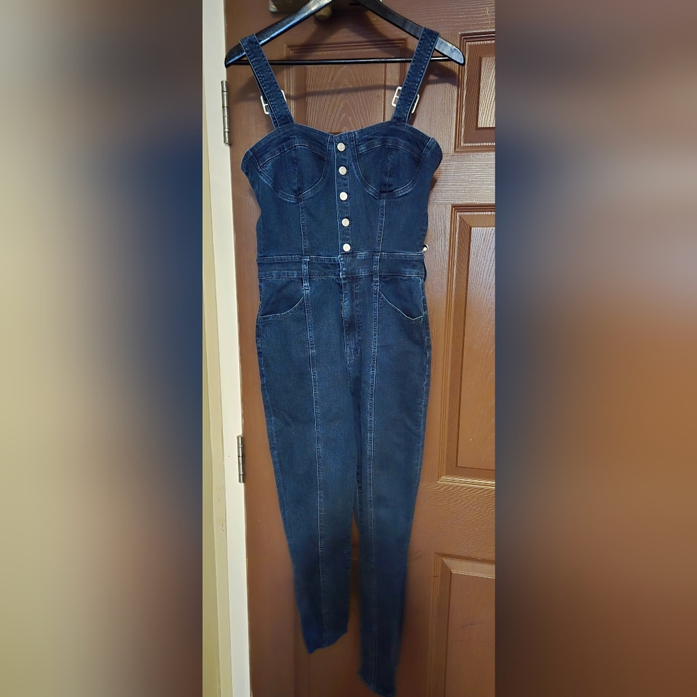 Guess Blue Denim Jumpsuit Fitted Silhouette